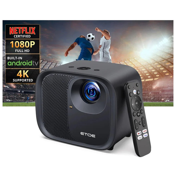 ETOE E3 Pro Android TV Projector – Full HD 1080P, 600 ANSI Lumens, Dolby Audio, Auto Focus, Bluetooth, Wi - Fi - ETOE Projector