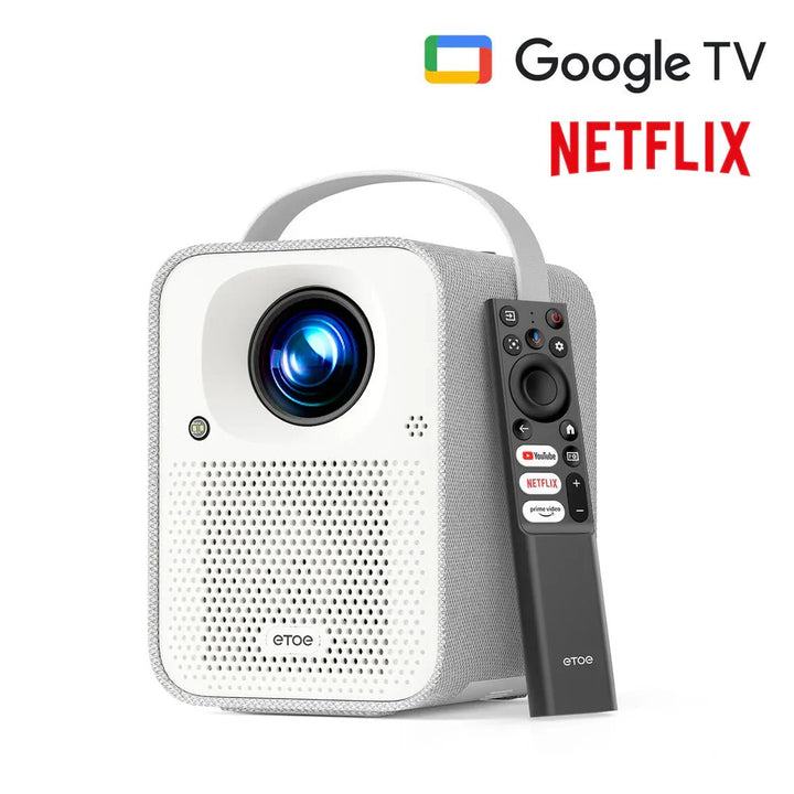 ETOE Seal Google TV Projector – Full HD 1080P, 500 ANSI Lumens, Smart Streaming, Dolby Audio, Wi - Fi & Bluetooth - ETOE Projector